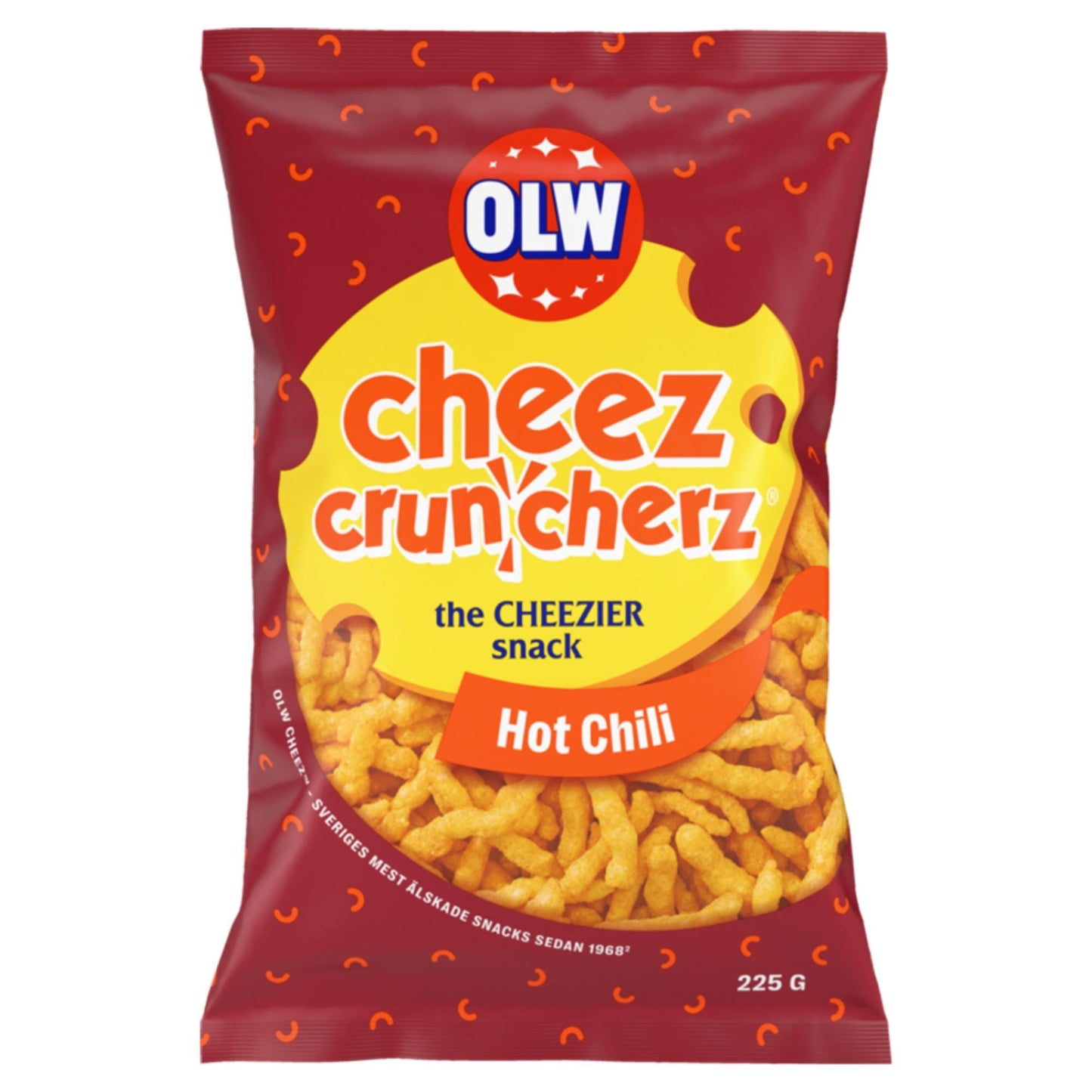 OLW Cheez Cruncherz Hot Chili 225g – authentic Swedish snack, imported from Scandinavia