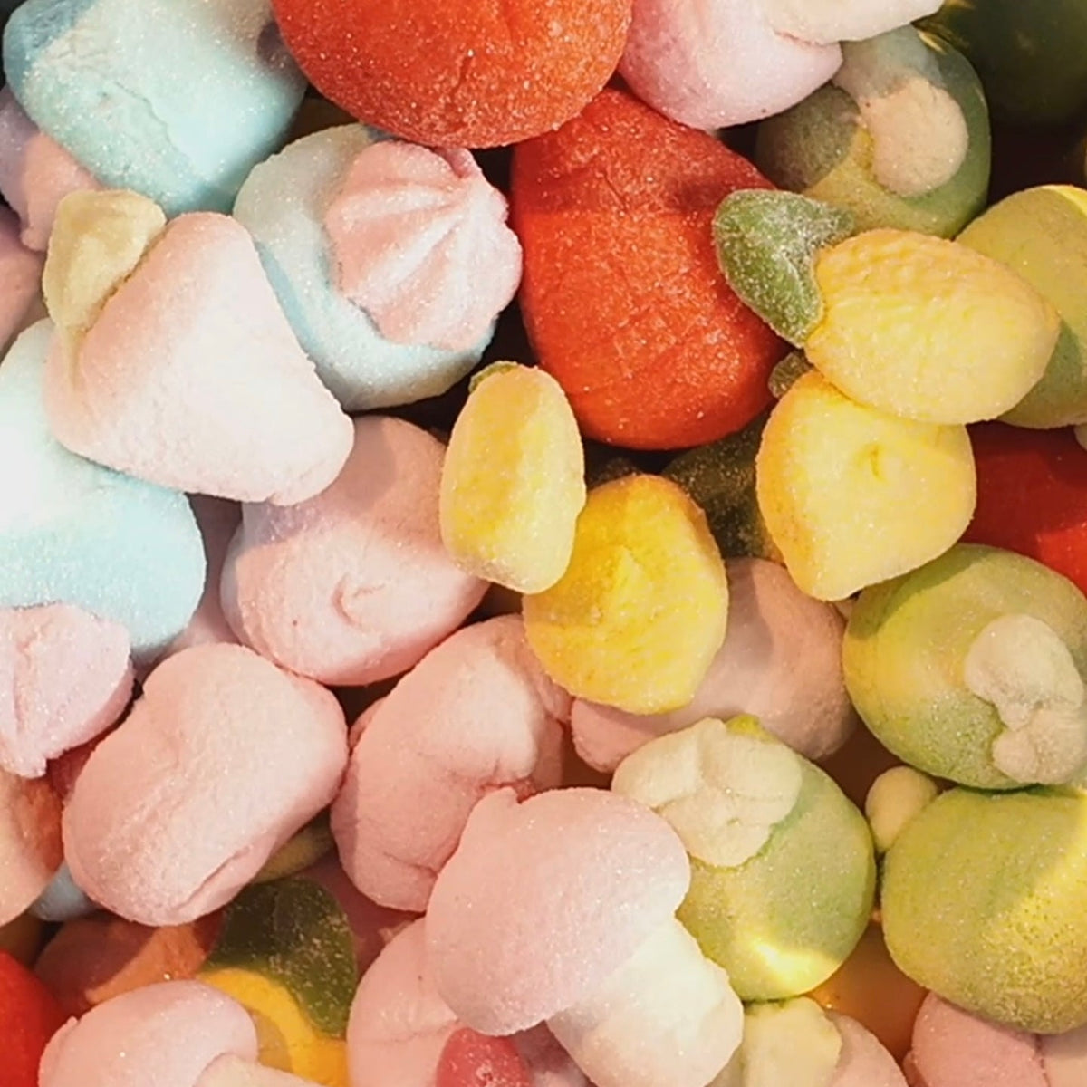 Marshmallow Foam Mix — Swedish skum sweets: mushrooms, strawberries, pigs, lemons, fruits and ice-cream cones