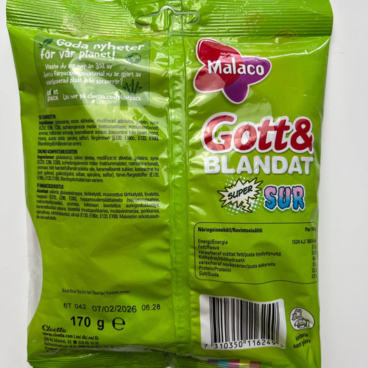 Malaco Gott & Blandat Supersur 170g – authentic Swedish treat, imported from Scandinavia