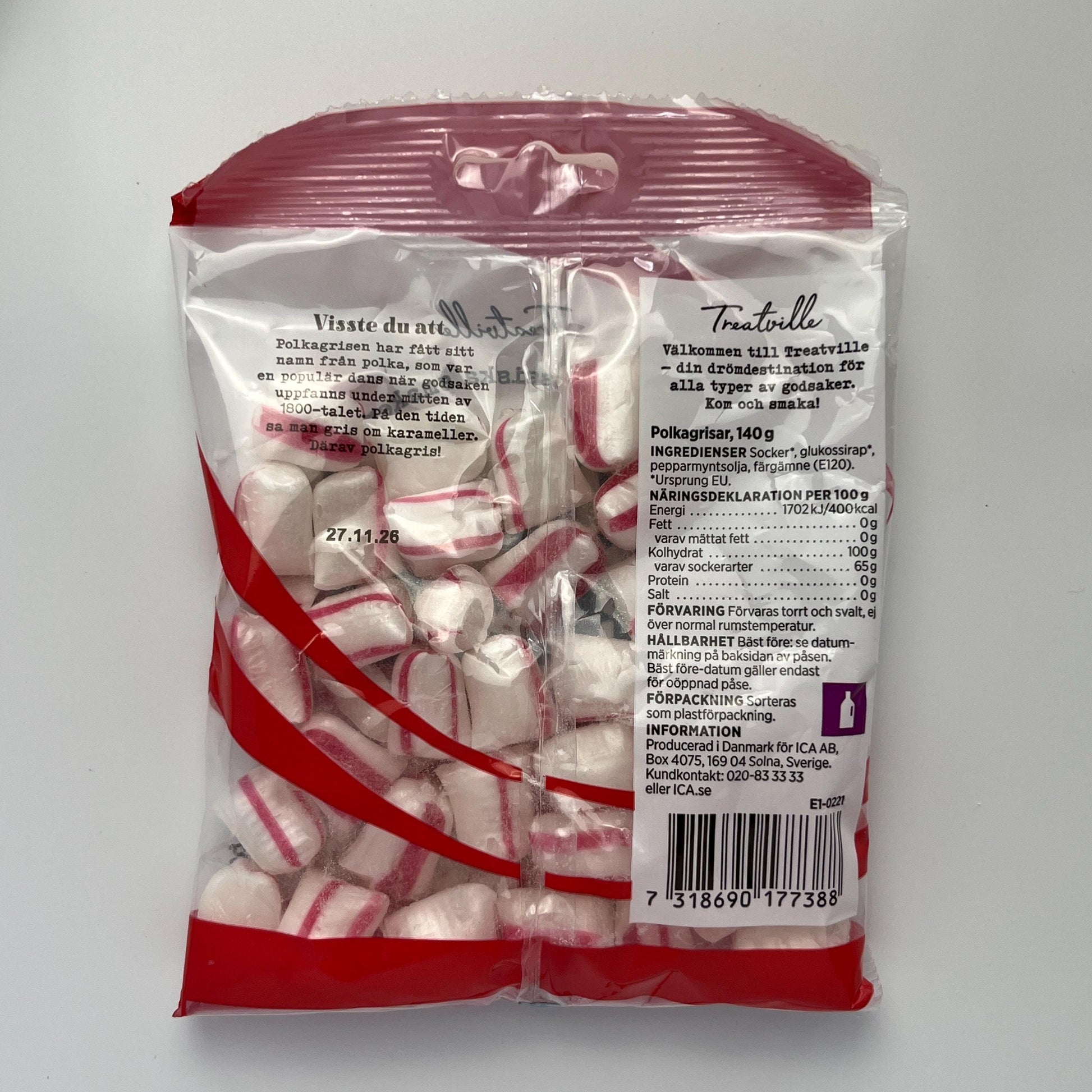 Polkagrisar – traditional Swedish peppermint candy sticks, made in Sweden