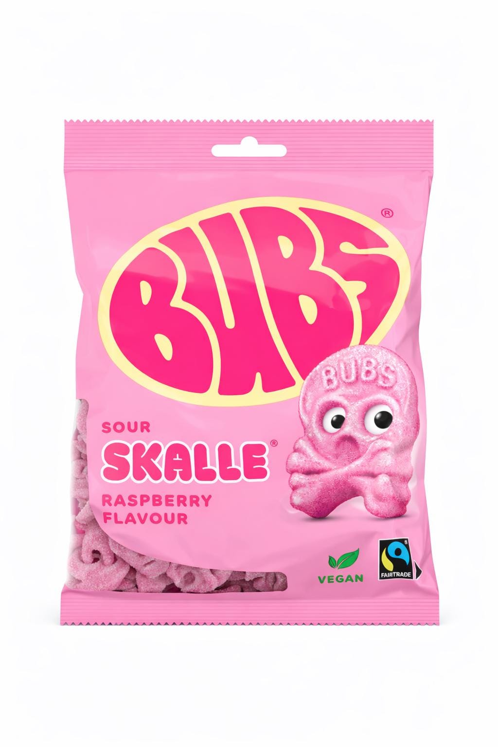 BUBS Raspberry Skull Gummies | Vegan Swedish Sour Candy (90g) – vegan Swedish pick & mix candy, imported from Scandinavia