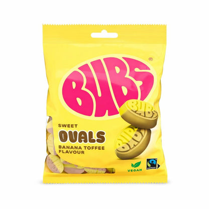 BUBS Banana Toffee Ovals | Vegan Swedish Foam Candy (90g) – vegan Swedish pick & mix candy, imported from Scandinavia