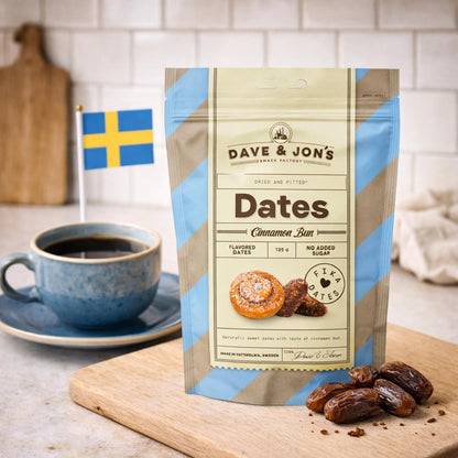 Dave & Jon's Cinnamon Bun Dates (5 Pack) | Vegan Swedish Snack, No Added Sugar – authentic Swedish snack, imported from Scandinavia