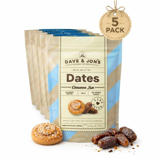 Dave & Jon's Cinnamon Bun Dates (5 Pack) | Vegan Swedish Snack, No Added Sugar – authentic Swedish snack, imported from Scandinavia