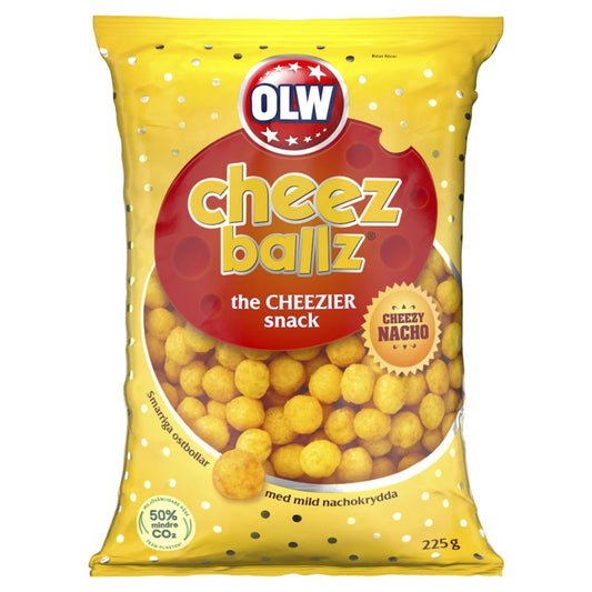 OLW Cheez Ballz 225g – authentic Swedish snack, imported from Scandinavia
