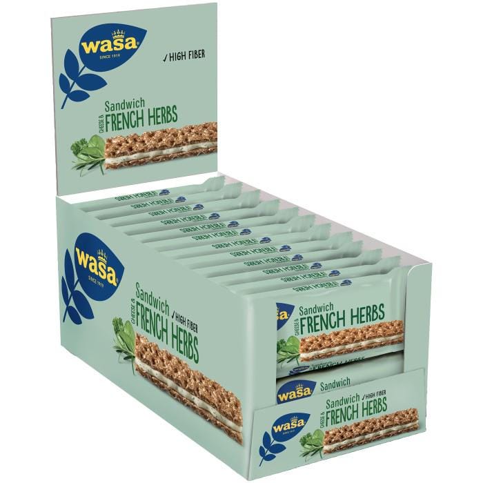 24-Pack Wasa Cheese & French Herbs Crispbread – Swedish crispbread snack, imported from Scandinavia
