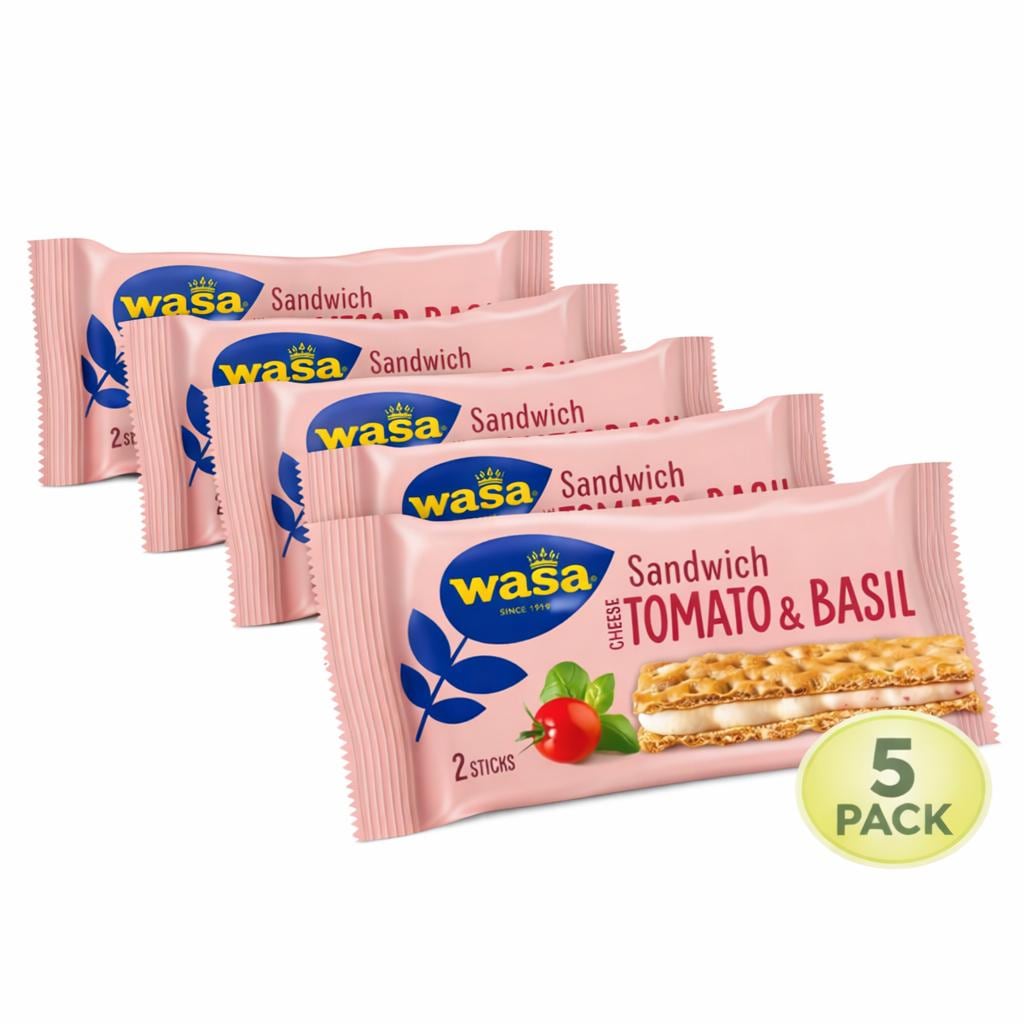 5-pack Wasa Sandwich Tomato & Basil – authentic Swedish snack, imported from Scandinavia